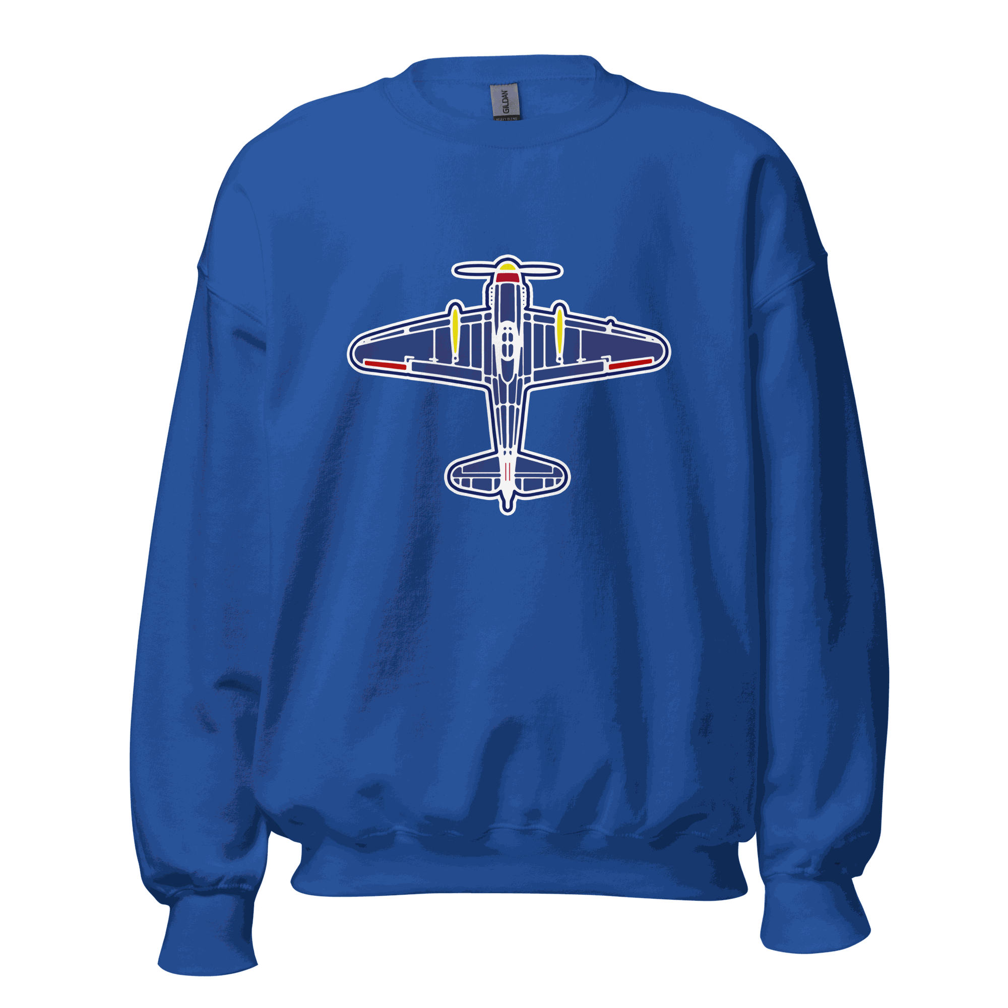 Blue Aviation Unisex Sweatshirt with vintage airplane graphic, classic fit and soft cotton-polyester blend