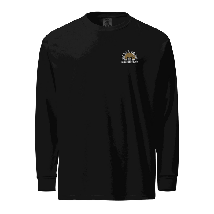 Queen Creek Porsche Club heavyweight long-sleeve shirt in soft ring-spun cotton with relaxed fit and garment-dyed fabric