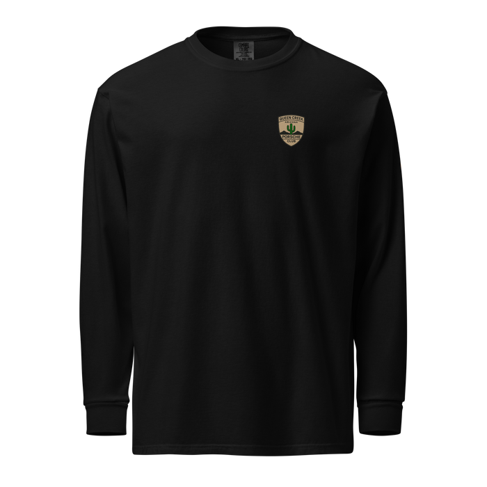 Queen Creek Pcar Club long sleeve shirt with bold club logo and comfortable garment-dyed cotton design