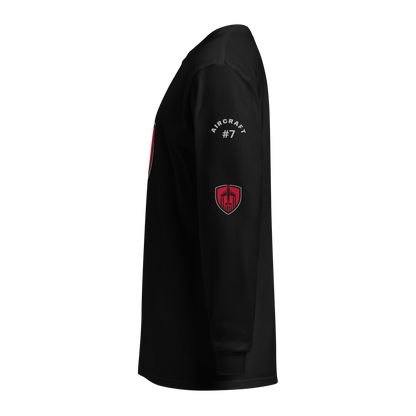 Aviation Jet Shield unisex long sleeve garment-dyed heavyweight cotton t-shirt with relaxed fit and rib cuffs