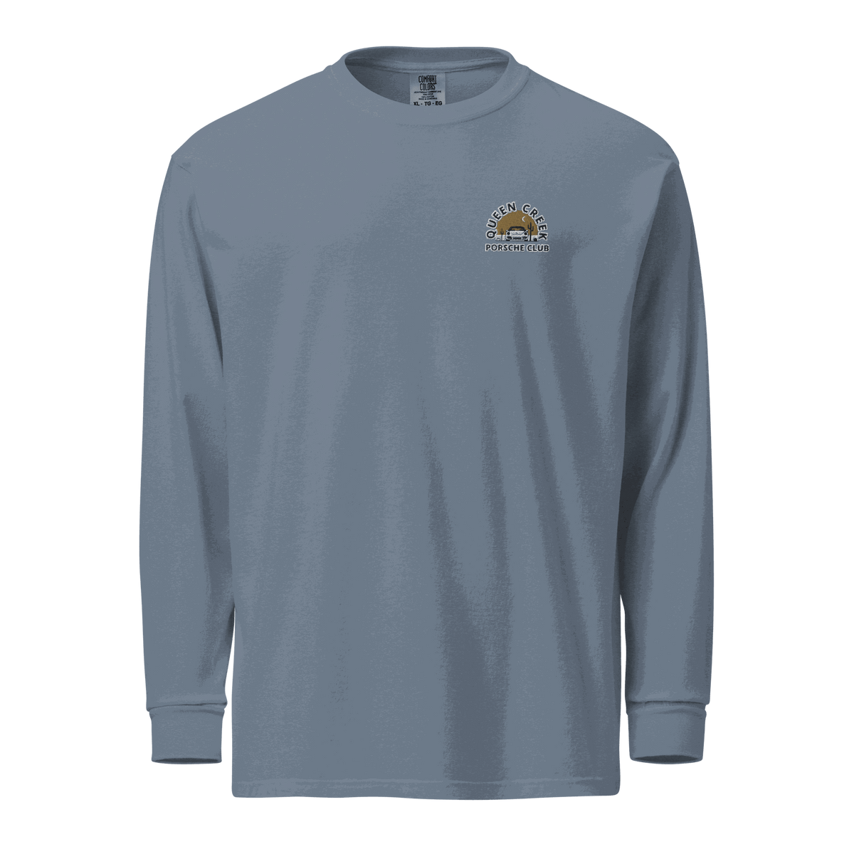 Queen Creek Porsche Club heavyweight long-sleeve shirt in cotton with relaxed fit and garment-dyed fabric