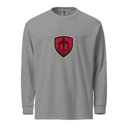 Aviation Jet Shield garment-dyed long sleeve t-shirt in heavyweight cotton with relaxed fit and durable twill tape detailing