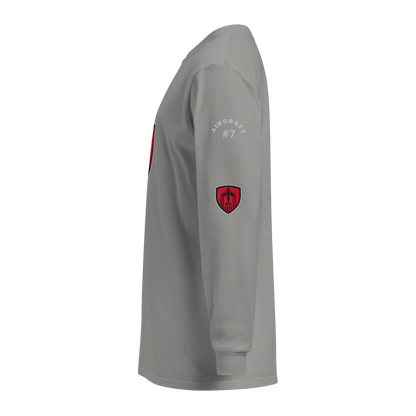 Aviation Jet Shield unisex long sleeve T-shirt in garment-dyed heavyweight cotton with relaxed fit and rib cuffs