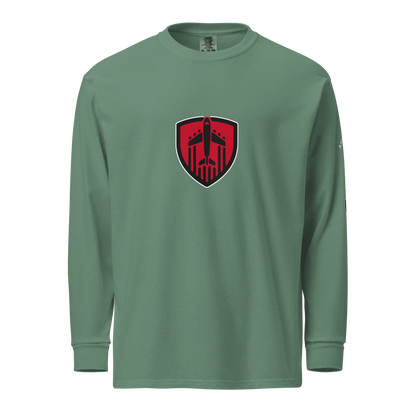 Aviation Jet Shield long sleeve unisex garment-dyed cotton t-shirt with relaxed fit and durable heavyweight fabric