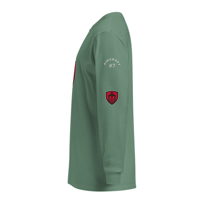 Aviation Jet Shield long sleeve t-shirt in heavyweight garment-dyed cotton with relaxed fit and durable collar details