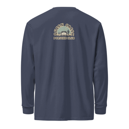 Queen Creek Porsche Club navy heavyweight long-sleeve shirt with logo on back