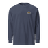Queen Creek Porsche Club heavyweight long-sleeve shirt in navy blue, 100% cotton, garment-dyed with relaxed fit and rib cuffs