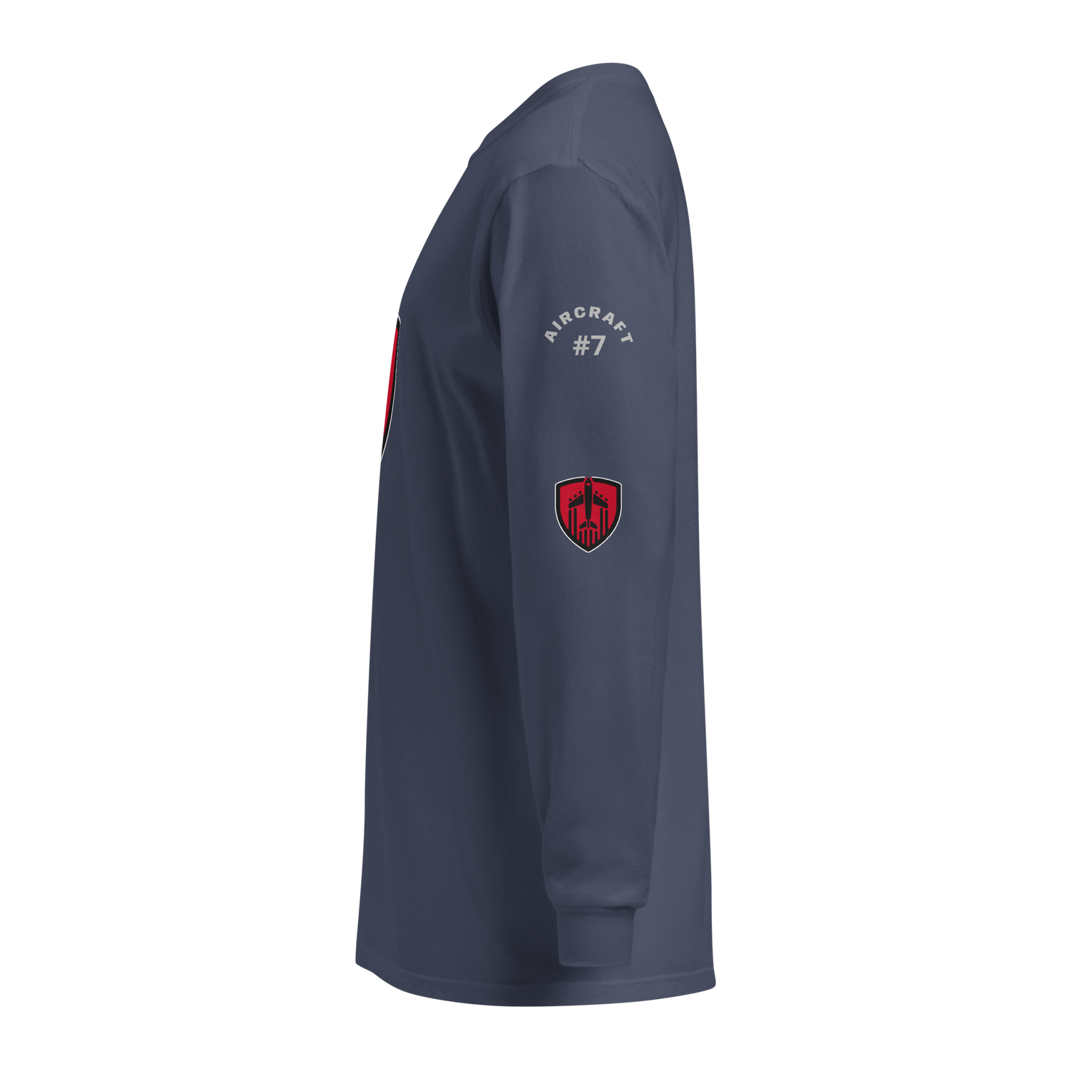 Aviation Jet Shield long sleeve unisex garment-dyed cotton t-shirt with relaxed fit and durable heavyweight fabric