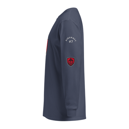 Aviation Jet Shield long sleeve unisex garment-dyed cotton t-shirt with relaxed fit and durable heavyweight fabric