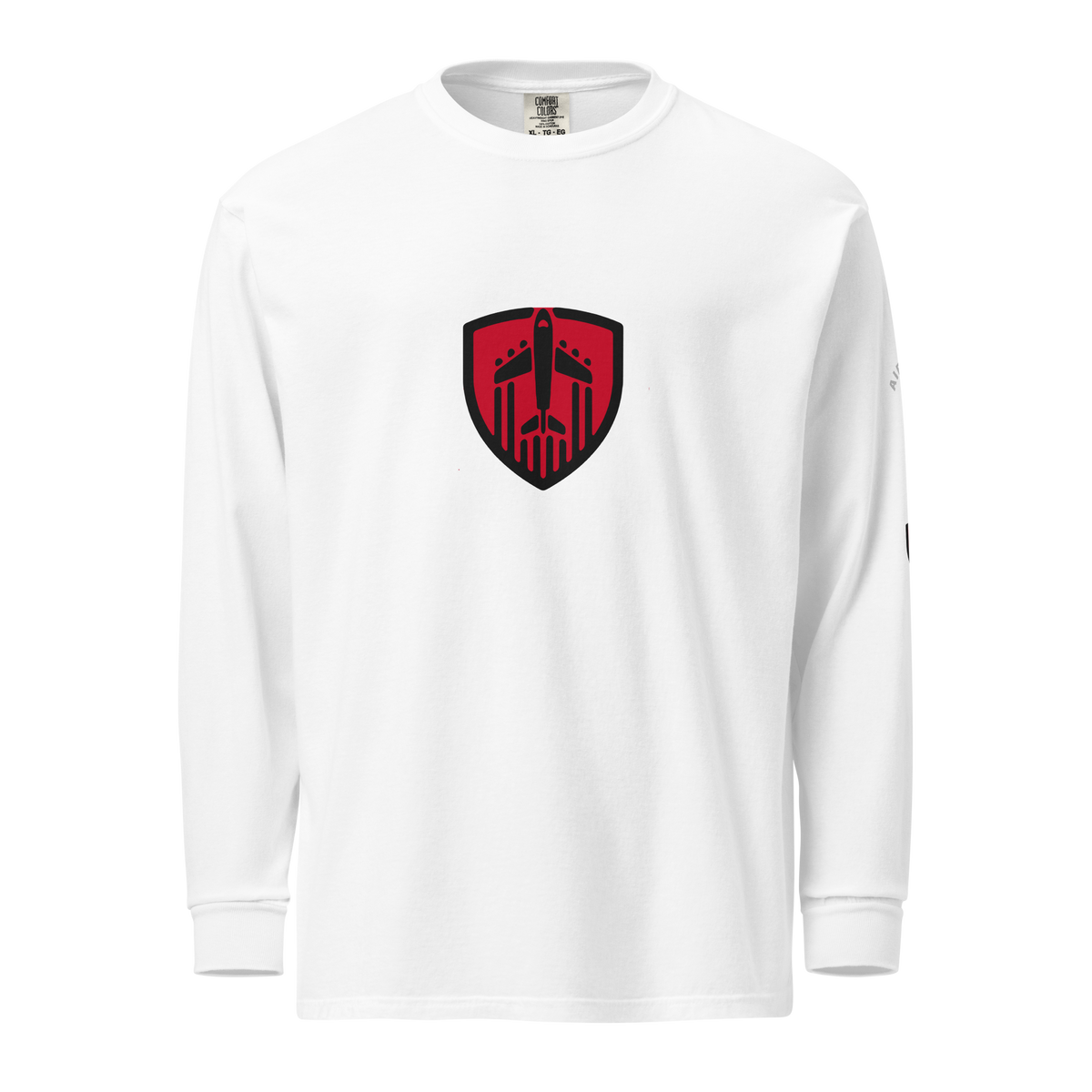Aviation Jet Shield long sleeve t-shirt in garment-dyed heavyweight cotton with relaxed fit and rib cuffs