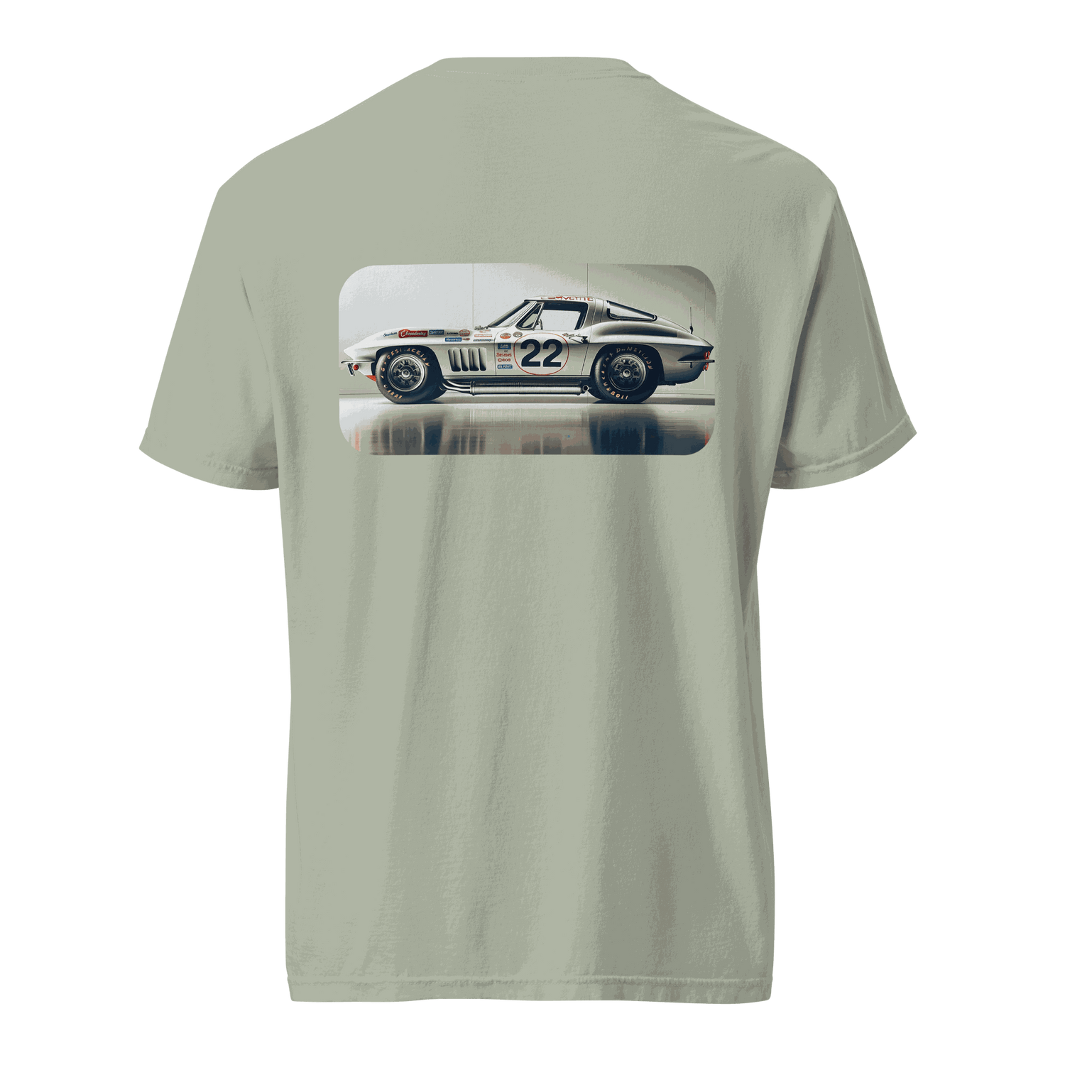 Heritage Classic Car tee featuring vintage race car graphic on soft breathable cotton shirt back