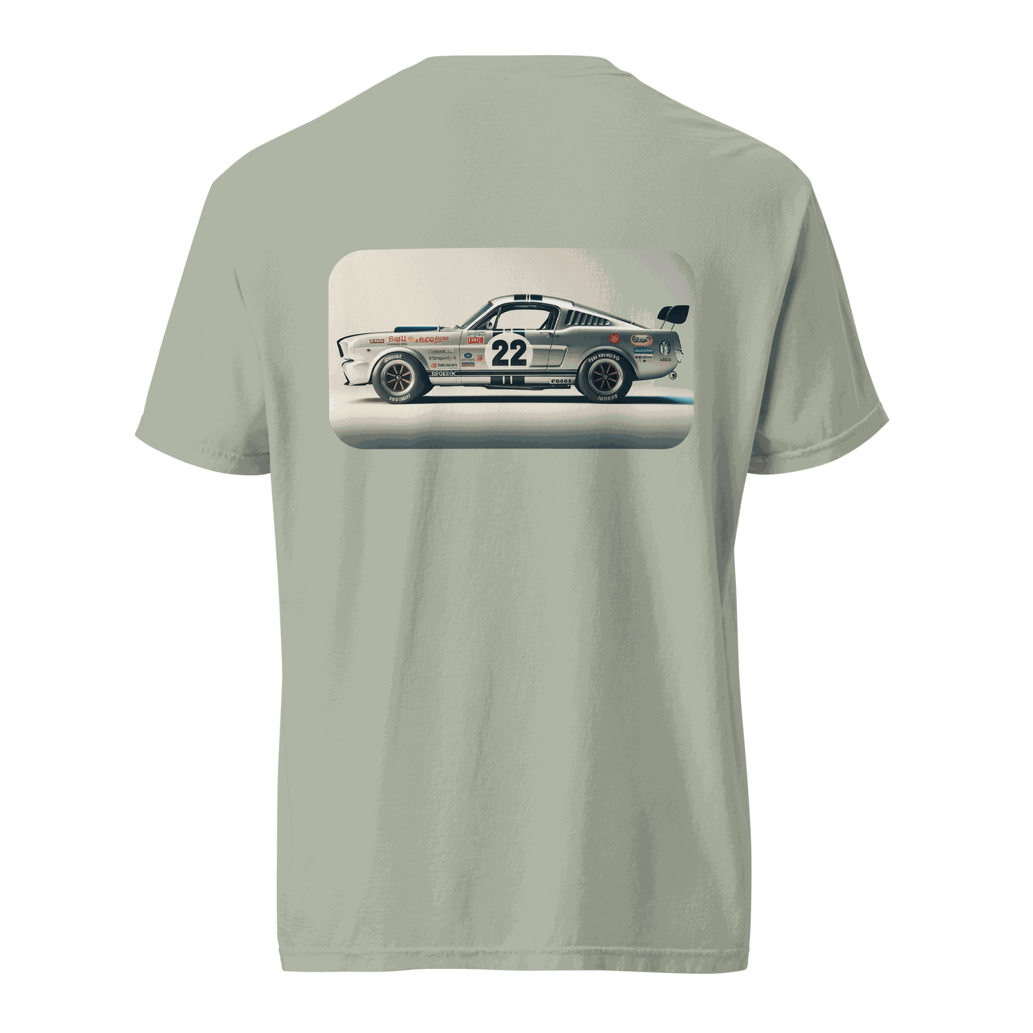 Heritage Mustang Back T-shirt featuring vintage Mustang car graphic on soft, heavyweight cotton fabric