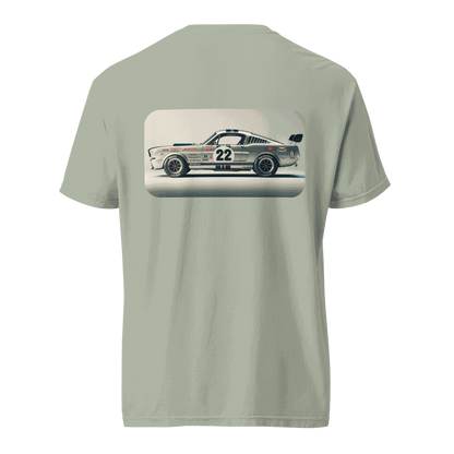 Heritage Mustang Back T-shirt featuring vintage Mustang car graphic on soft, heavyweight cotton fabric