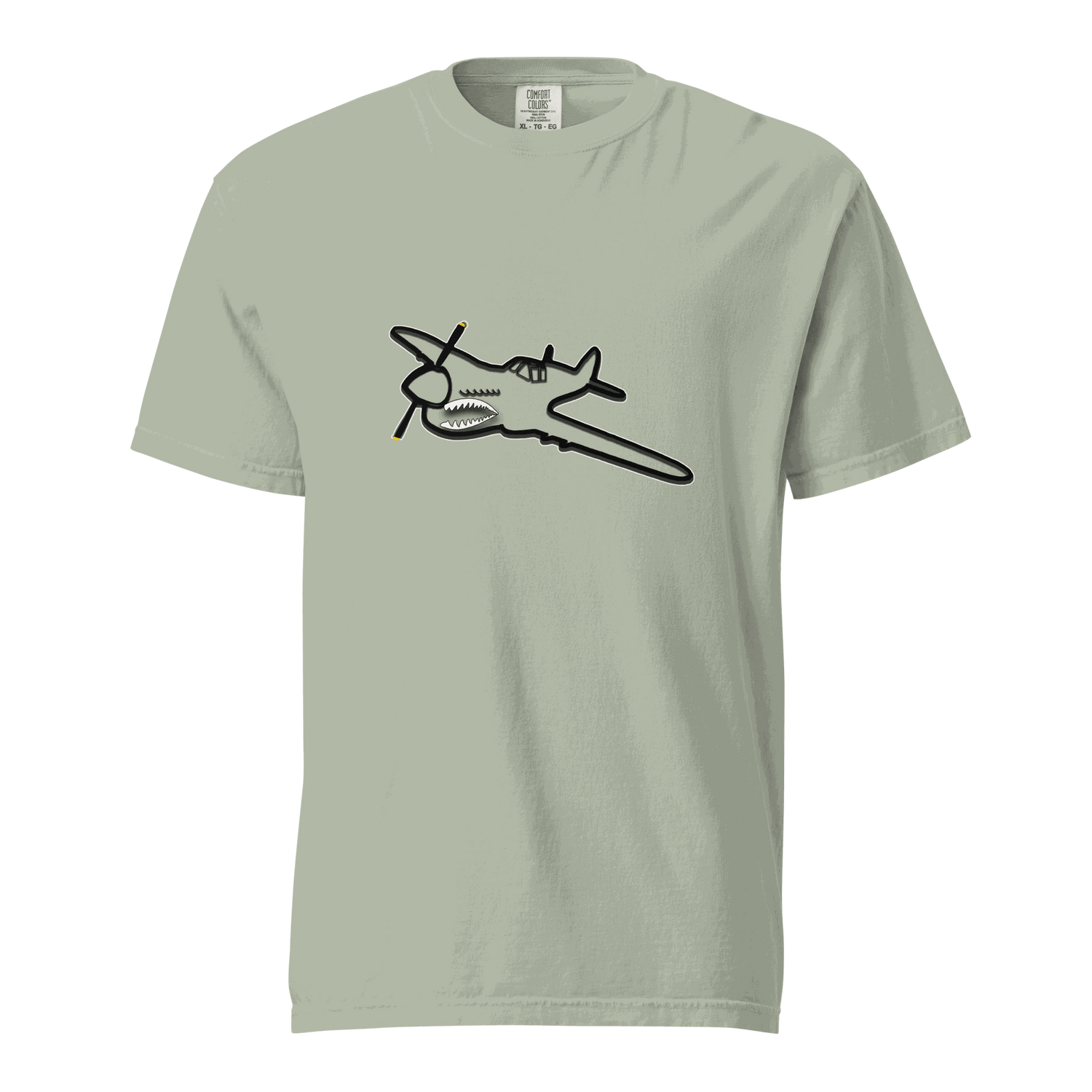 Unisex Fighter SP garment-dyed heavyweight t-shirt with plane graphic, 100% ring-spun cotton, relaxed fit, durable double-needle stitching