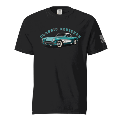 Classic cruisers soft cotton black t-shirt with vintage car graphic and relaxed unisex fit