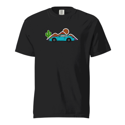 Sports car sunset t-shirt Retro Sunset Sports Car Graphic Tee for Car Lovers, Vintage Muscle Car Sunset Shirt