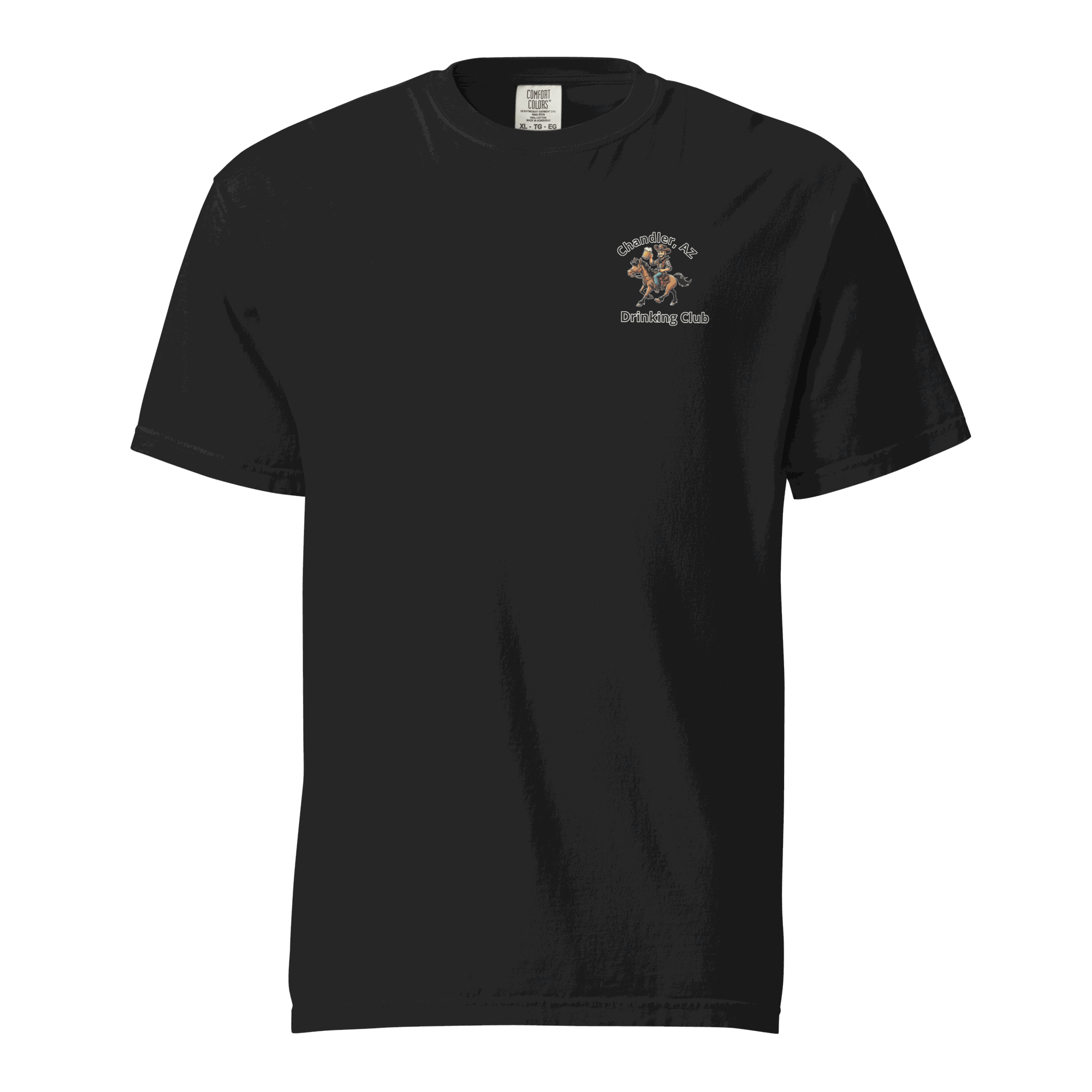 Custom City Cowboy Horse Beer unisex heavyweight black t-shirt with rodeo and beer design