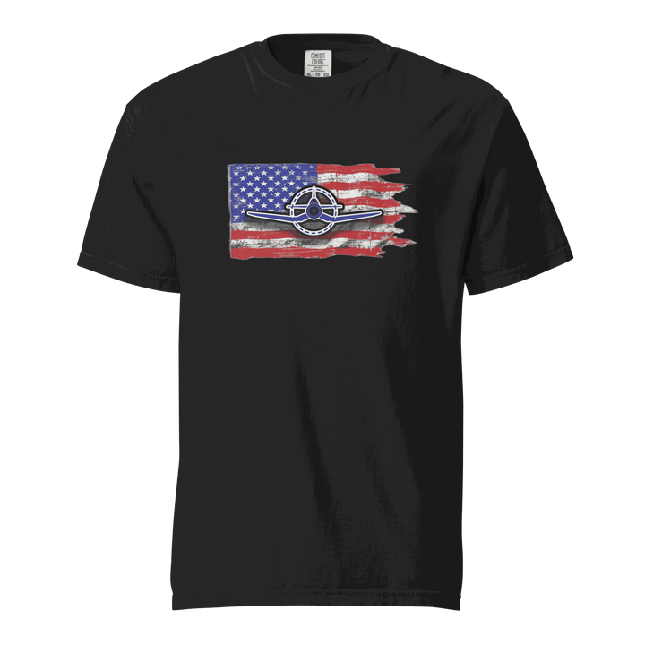 F4U Corsair heavyweight tee with bold Corsair silhouette, durable cotton fabric, and relaxed fit pilot streetwear T-shirt