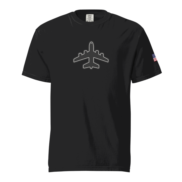 Jumbo Jet Unisex heavyweight t-shirt with bold commercial jet silhouette, crafted from garment-dyed cotton for aviation fans and pilots