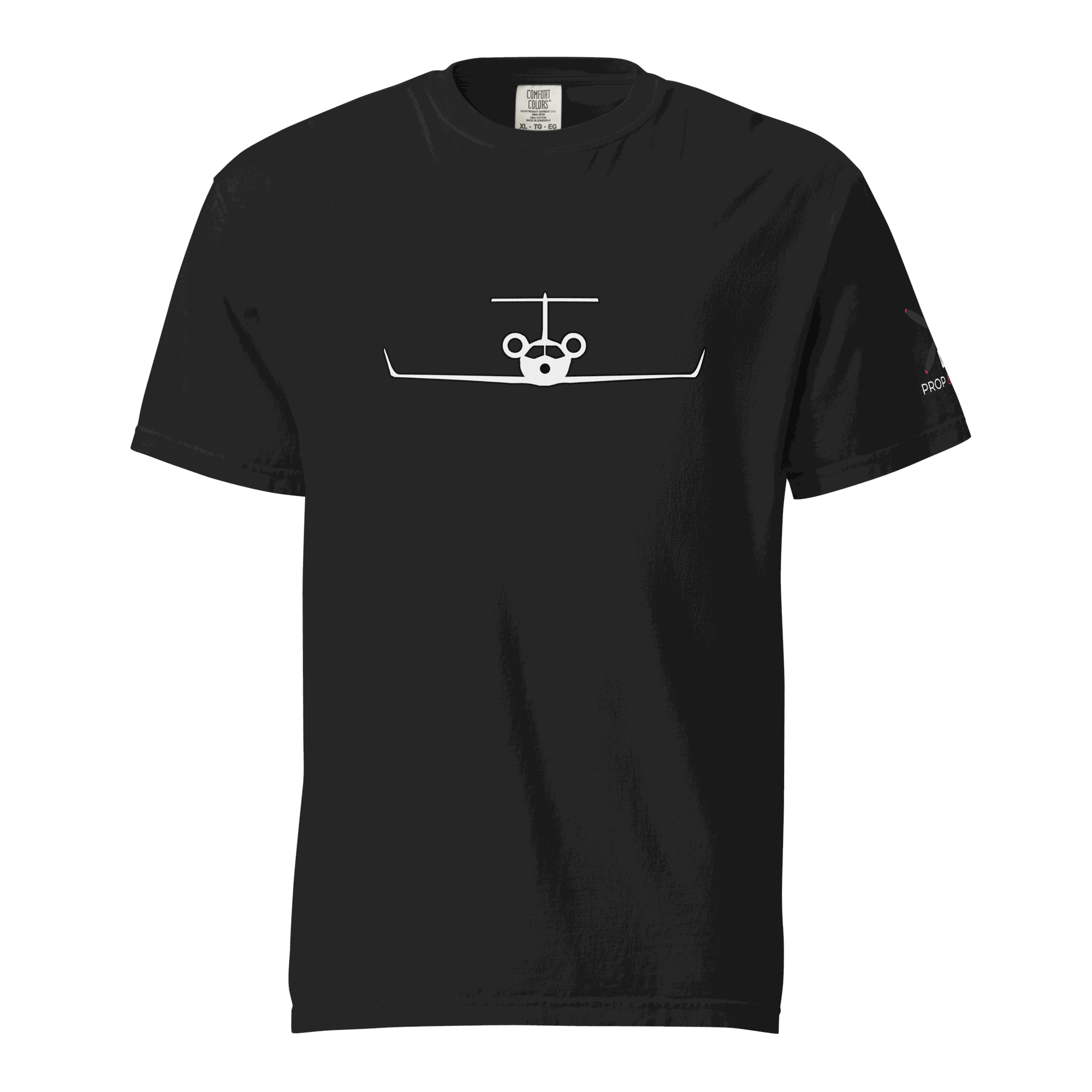 Black Private Jet unisex tee with white jet and bear graphic, 100% cotton, relaxed fit, durable stitching