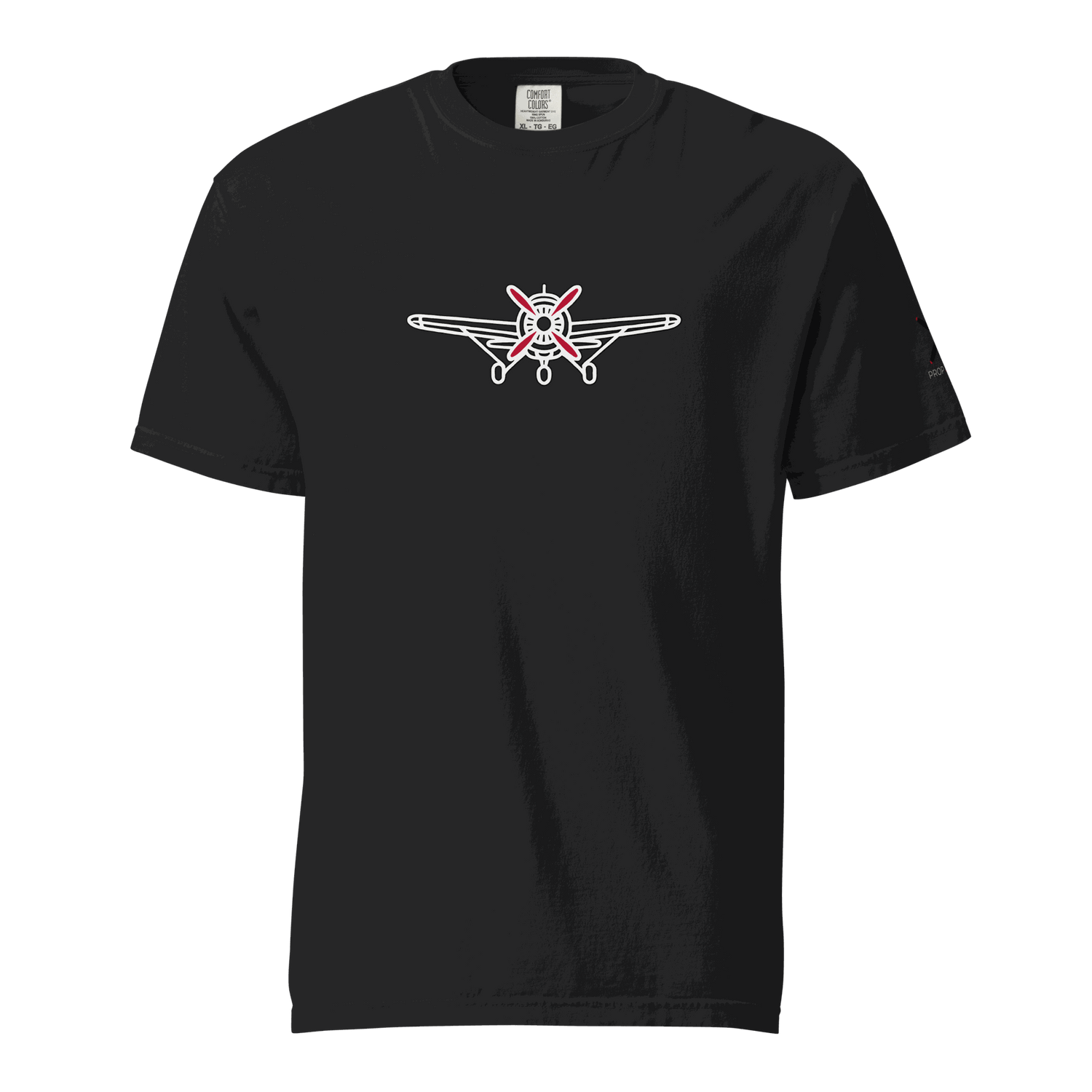 Black Plane 5 thick structured tee with airplane graphic, heavyweight 100% cotton breathable fabric