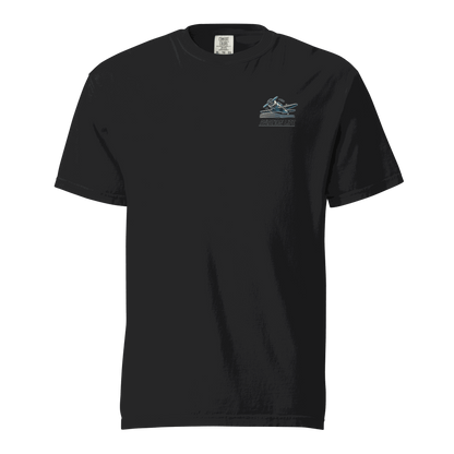 Black unisex heavyweight t-shirt with Red White Blue Helmet graphic, 100% ring-spun cotton, relaxed fit