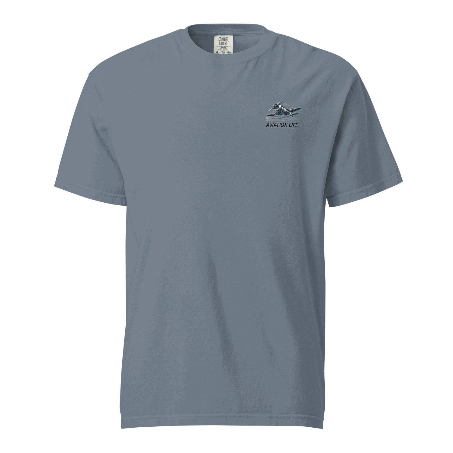 Unisex garment-dyed heavyweight t-shirt with aviation life female wings helmet design, 100% ring-spun cotton, soft breathable fabric