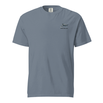 Unisex garment-dyed heavyweight t-shirt with aviation life female wings helmet design, 100% ring-spun cotton, soft breathable fabric