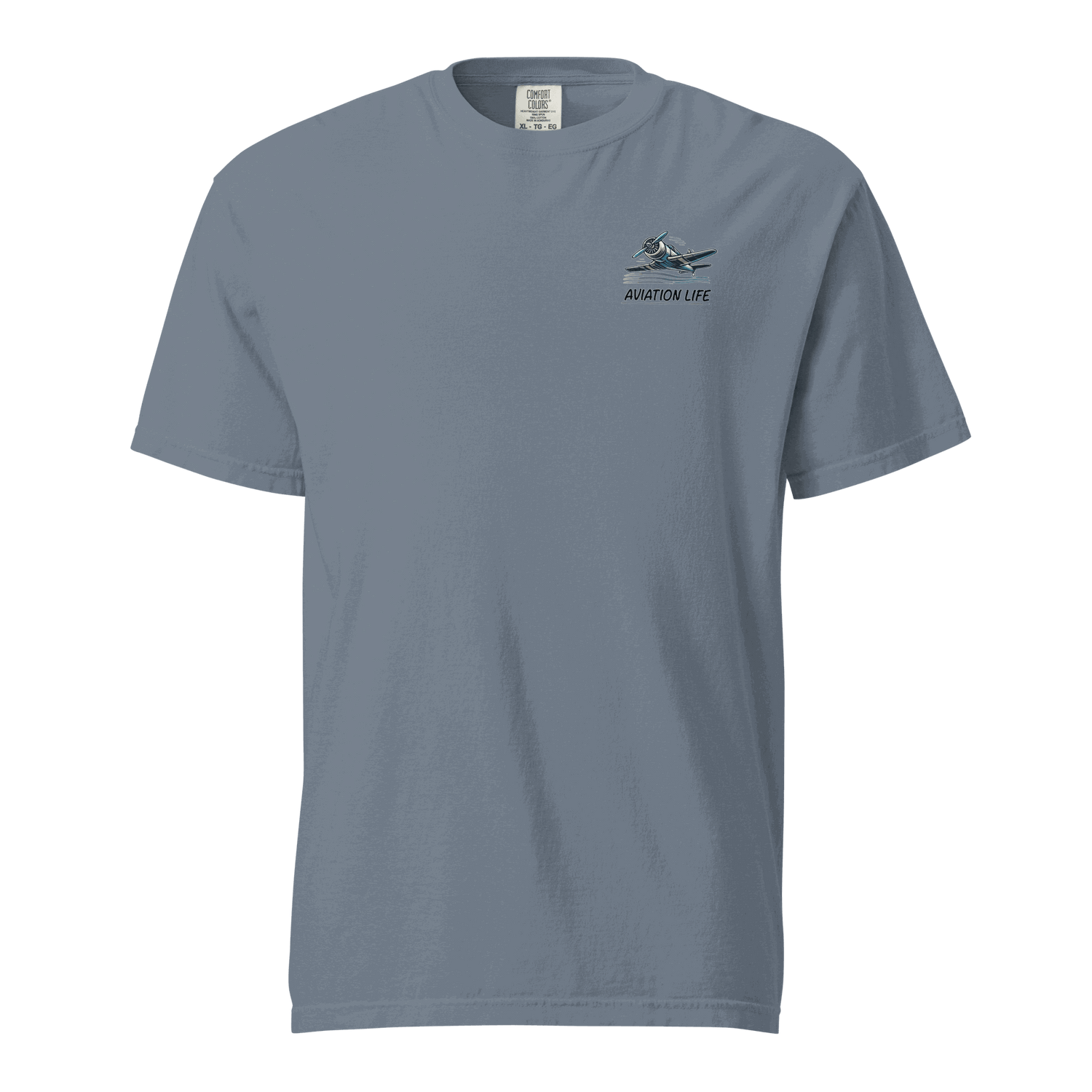 Blue Flying machine t shirt with aviation graphic and breathable 100% cotton fabric