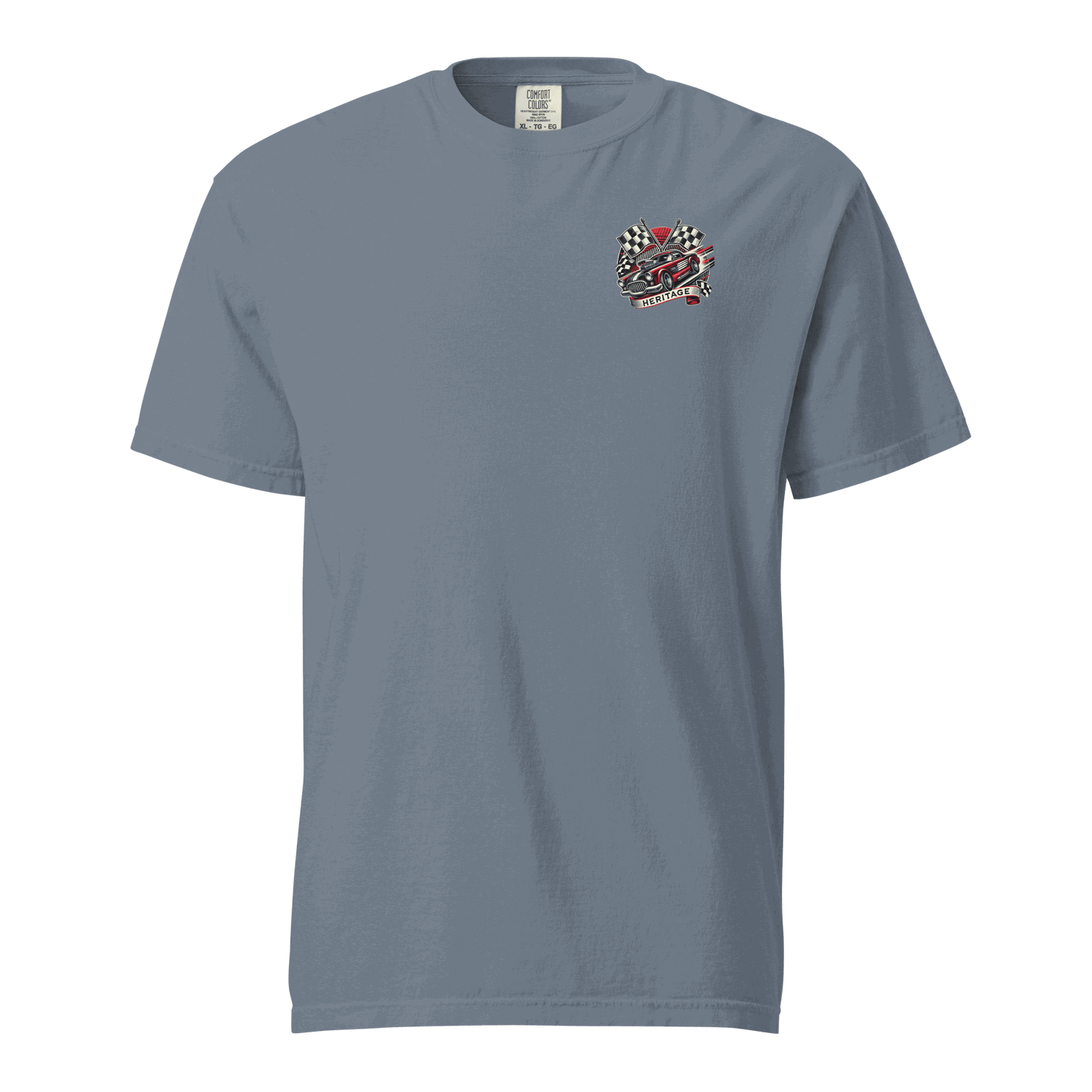 Heritage Classic Car unisex heavyweight ring-spun cotton t-shirt with car and checkered flag design