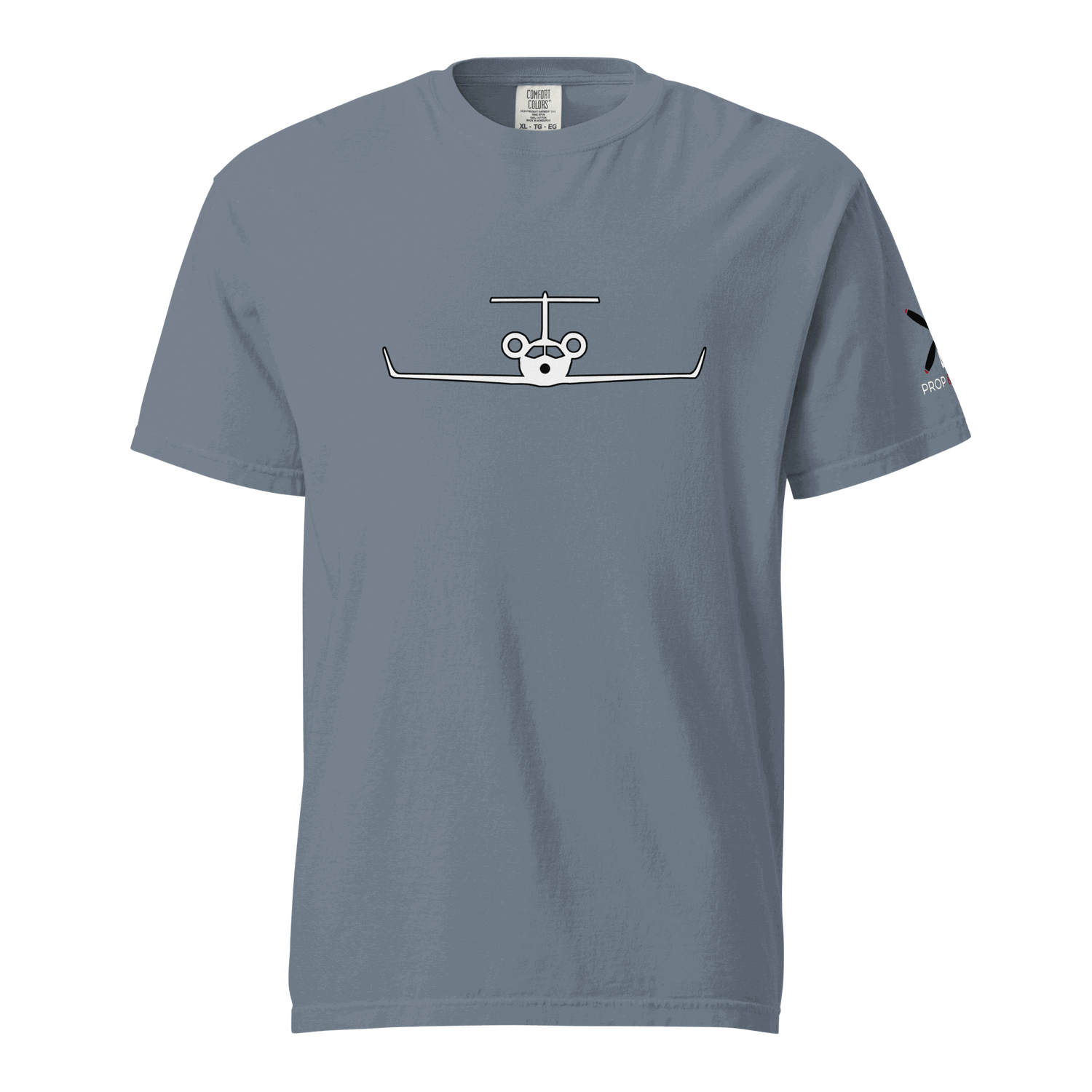 Unisex garment-dyed heavyweight cotton t-shirt with front private jet graphic and relaxed fit