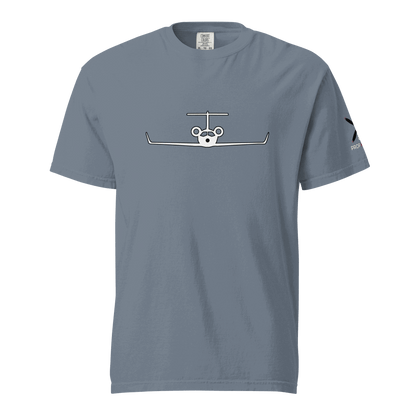 Unisex garment-dyed heavyweight cotton t-shirt with front private jet graphic and relaxed fit