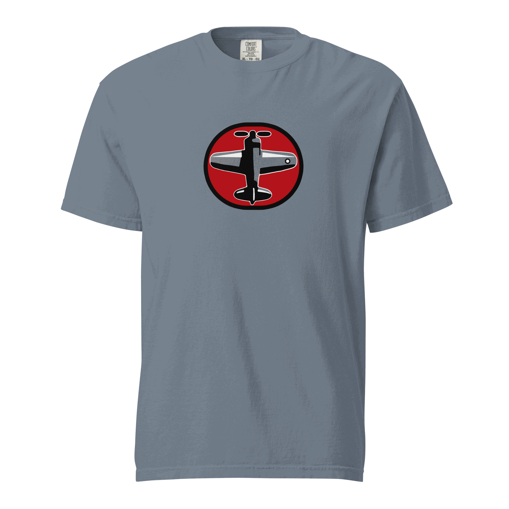 Prop 1 Unisex garment-dyed heavyweight t-shirt with airplane graphic, 100% ring-spun cotton, relaxed fit and durable stitching