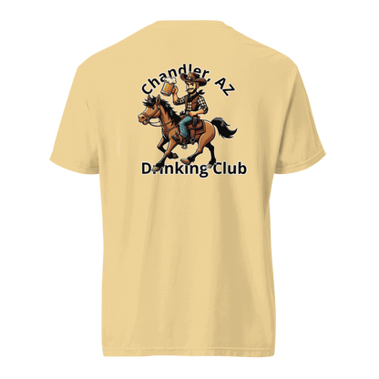 Custom City Cowboy Horse Beer unisex heavyweight t-shirt with cowboy and horse design in beige
