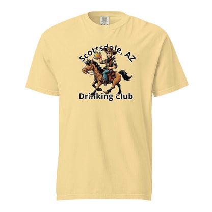 Unisex Scottsdale Cowboy Horse Beer heavyweight cotton t-shirt with cowboy on horse graphic