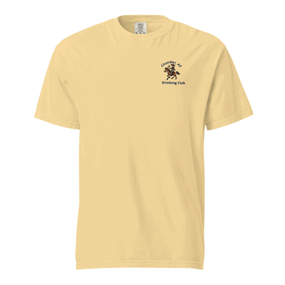 Custom City Cowboy Horse Beer unisex heavyweight t-shirt in beige with small front logo design