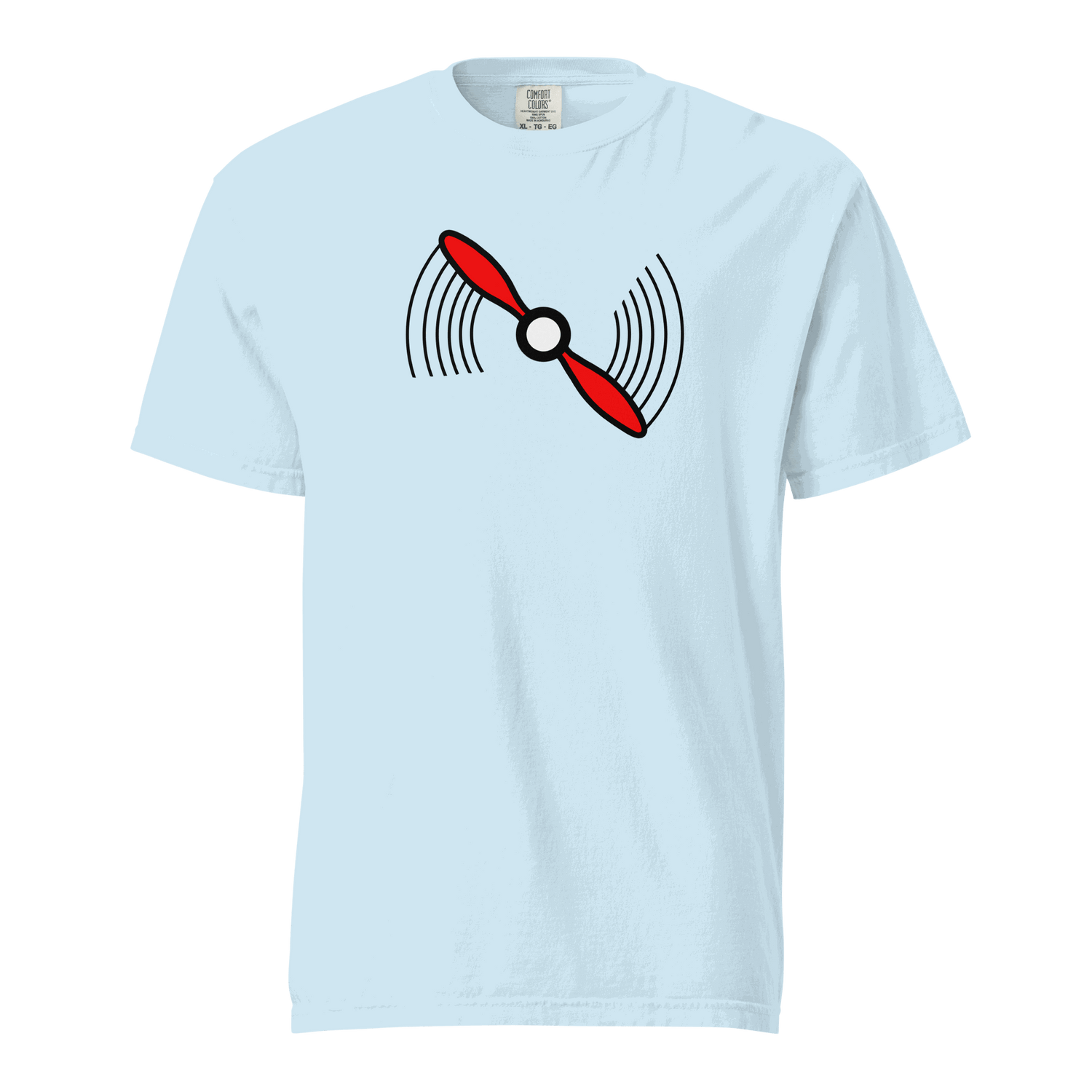 Propeller T-Shirt unisex heavyweight cotton t-shirt with red propeller graphic