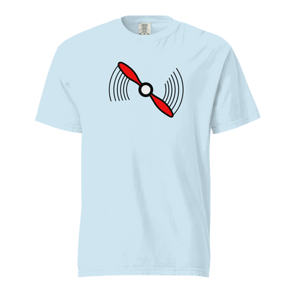 Propeller T-Shirt unisex heavyweight cotton t-shirt with red propeller graphic