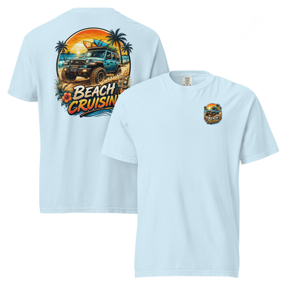 Unisex beach cruisin t-shirt featuring a colorful beach graphic and relaxed fit, designed for comfort and style.