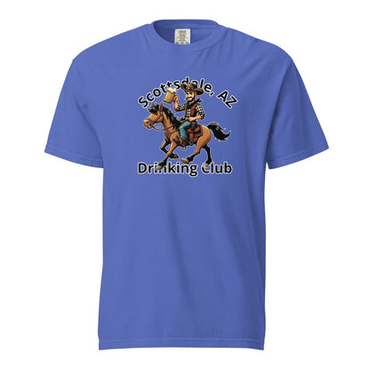 Scottsdale Cowboy Horse Beer drinking club graphic on blue heavyweight unisex t-shirt