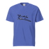 Fighter SP unisex heavyweight blue t-shirt with airplane graphic, 100% ring-spun cotton, relaxed fit, breathable and durable design