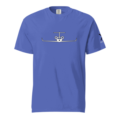 Blue unisex Private Jet graphic t-shirt made of 100% ring-spun cotton with relaxed fit and durable stitching