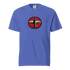 Prop 1 Unisex garment-dyed heavyweight t-shirt in blue with airplane graphic, made of 100% ring-spun cotton, relaxed fit, durable stitching