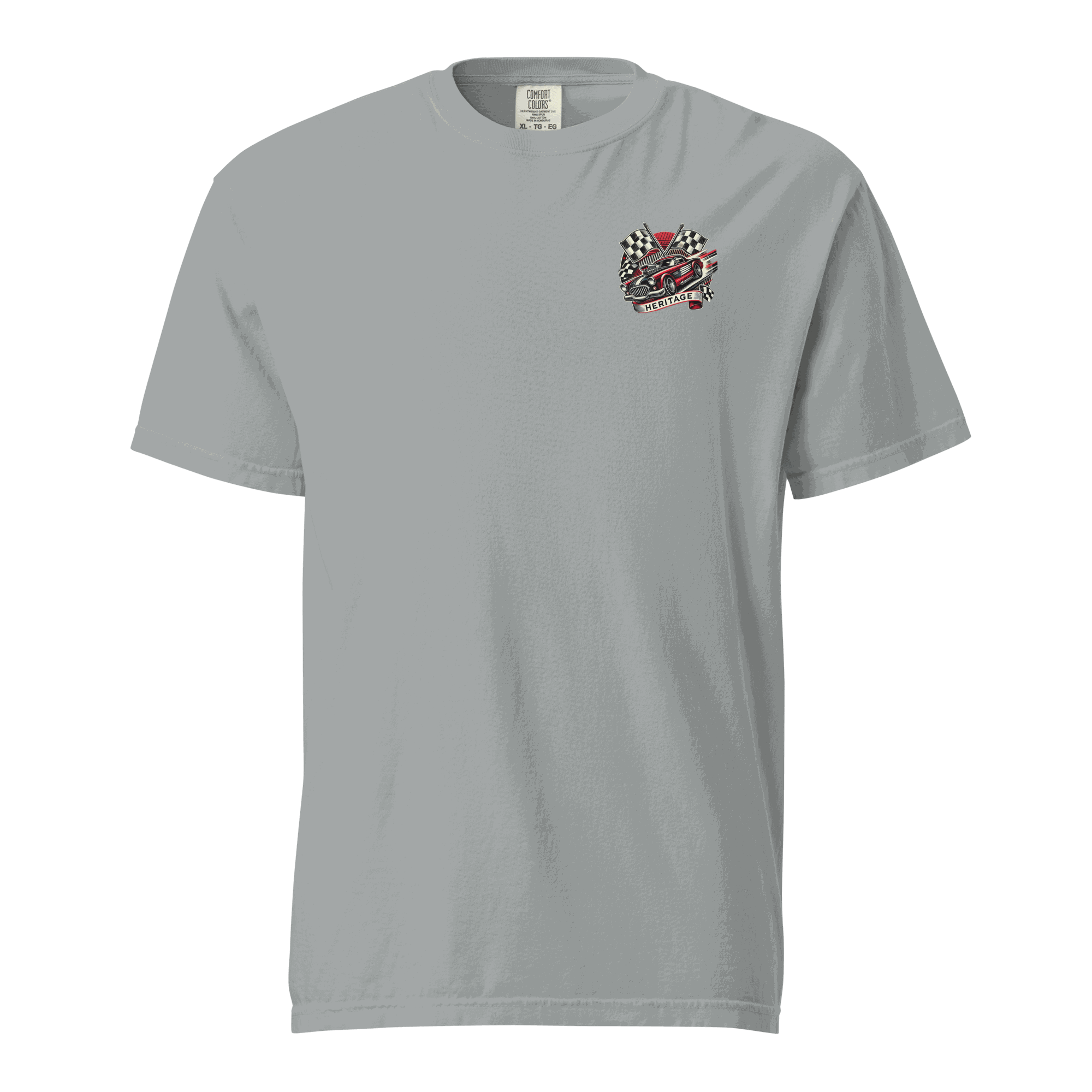 Heritage Mustang Back unisex heavyweight cotton t-shirt with racing emblem and relaxed fit