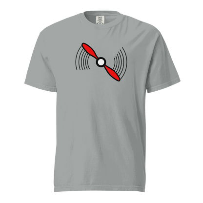 Propeller T-Shirt unisex heavyweight cotton t-shirt with red propeller graphic