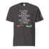 Black heavyweight cotton t-shirt with "I Love One Woman and Several Cars" text and three sports car images.