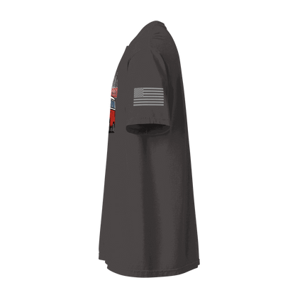 Vintage San Francisco Classic Cruiser T-shirt side view with American flag sleeve print