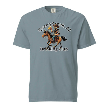 Queen Creek AZ Cowboy Drinking Club graphic on unisex heavyweight cotton t-shirt