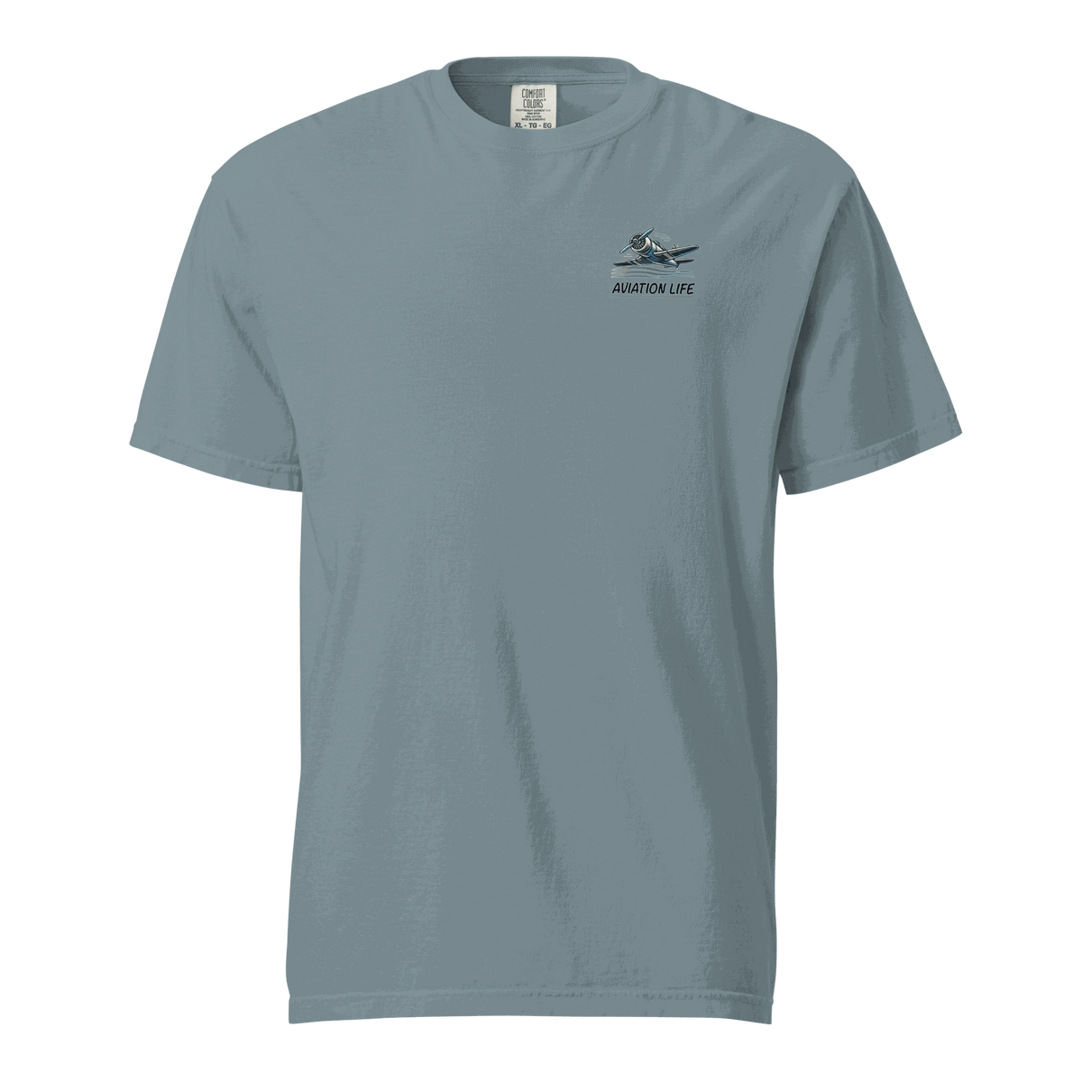 Blue Flight Airplane T-Shirt with orange flight helmet design, 100% cotton breathable fabric
