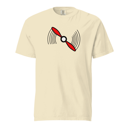 UnisexPropeller T-Shirt heavyweight cream t-shirt with red propeller graphic, 100% ring-spun cotton, breathable and durable design